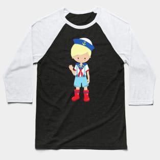 Boat Captain, Skipper, Blond Hair, Cute Boy Baseball T-Shirt